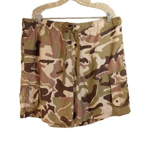 oP ocean pacific camo cargo swim Shorts Trunks mens L large 36-38 green tan
